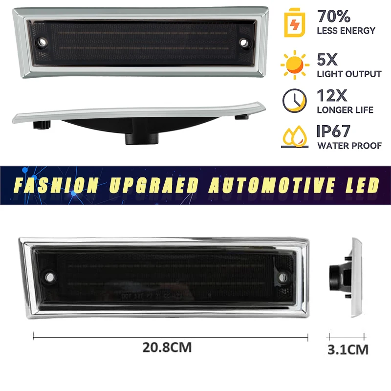 2xFor Chevrolet Suburban C10 C20 C30 LED Front Bumper Side Marker Light Turn Signal Lamps GMC C1500 C2500 C3500 Jimmy OEM#915557