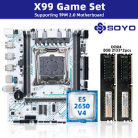 SOYO X99 Motherboard LGA 2011-3 Set Kit Xeon E5 2650 V4 CPU Processor 16G=2*8GB DDR4 2133MHZ RAM Memory M.2 NAME For Computer
