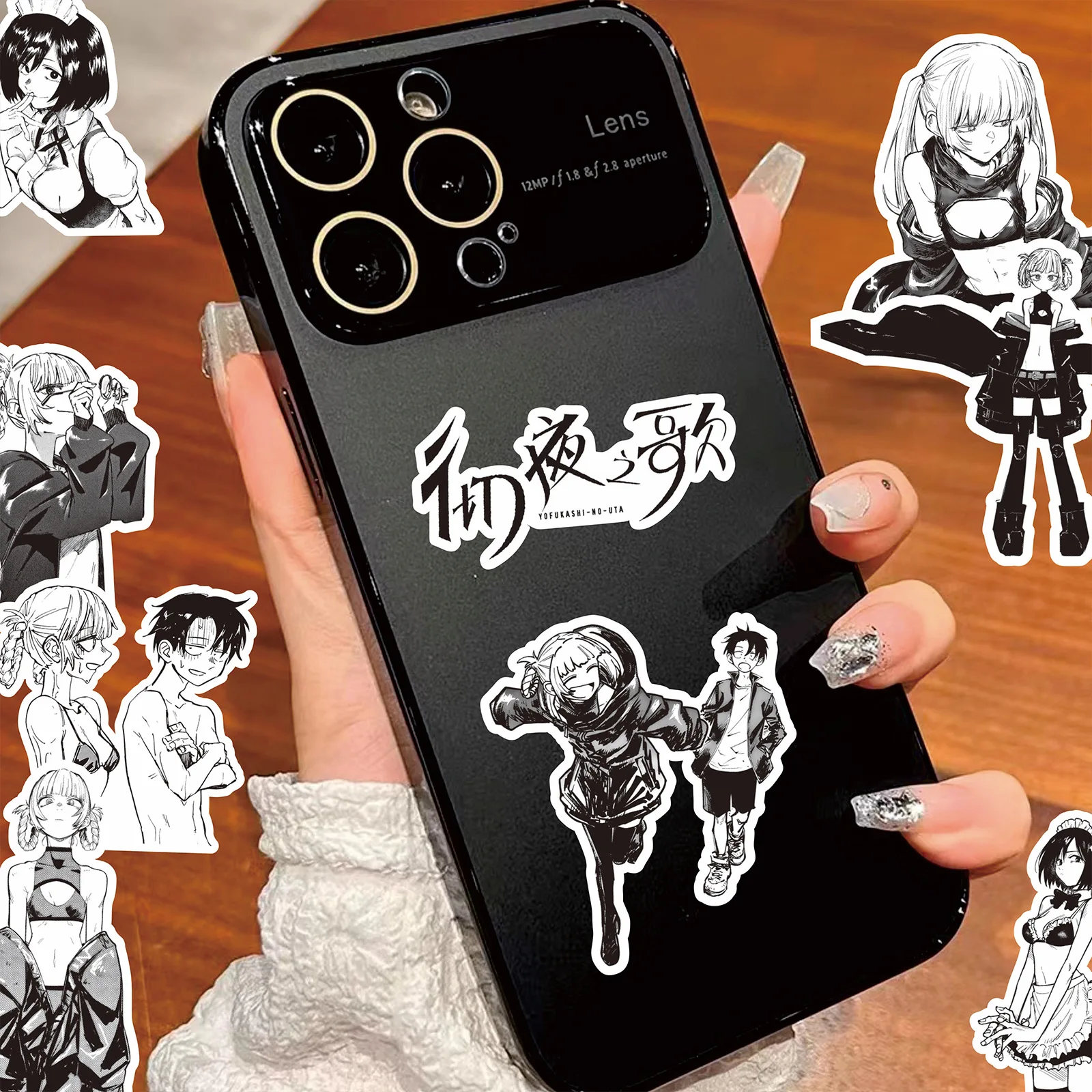 80pcs OPROEP VAN DE NACHT Serie Stickers Zwart Wit Anime Nanakusa Nazuna Graffiti Decals Envelop Dagboek Diy Decor Verjaardagscadeautjes