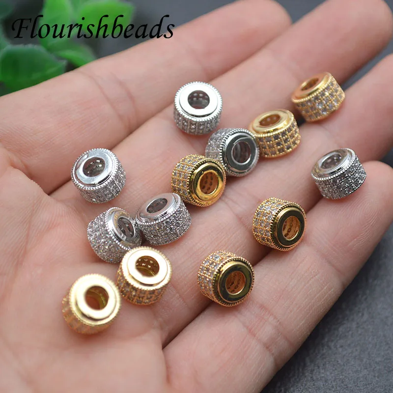 Imagem -03 - Conjunto de 6x9 mm Contas de Metal para Fazer Jóias Grande Buraco Acessórios Redondos Soltos Faça Você Mesmo 30 Peças Lote Alta Qualidade