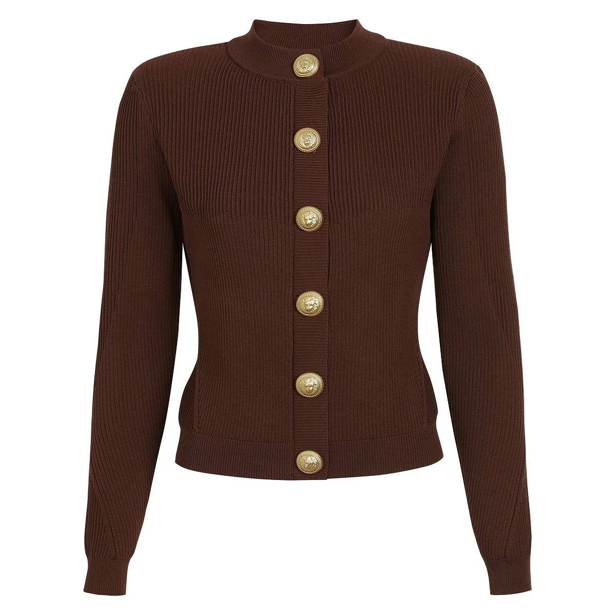 

High End Quality Spring And Autumn New Fashion Women's Gold Buckle Dark Pattern Style Temperament Lady Knitted Top Jacket