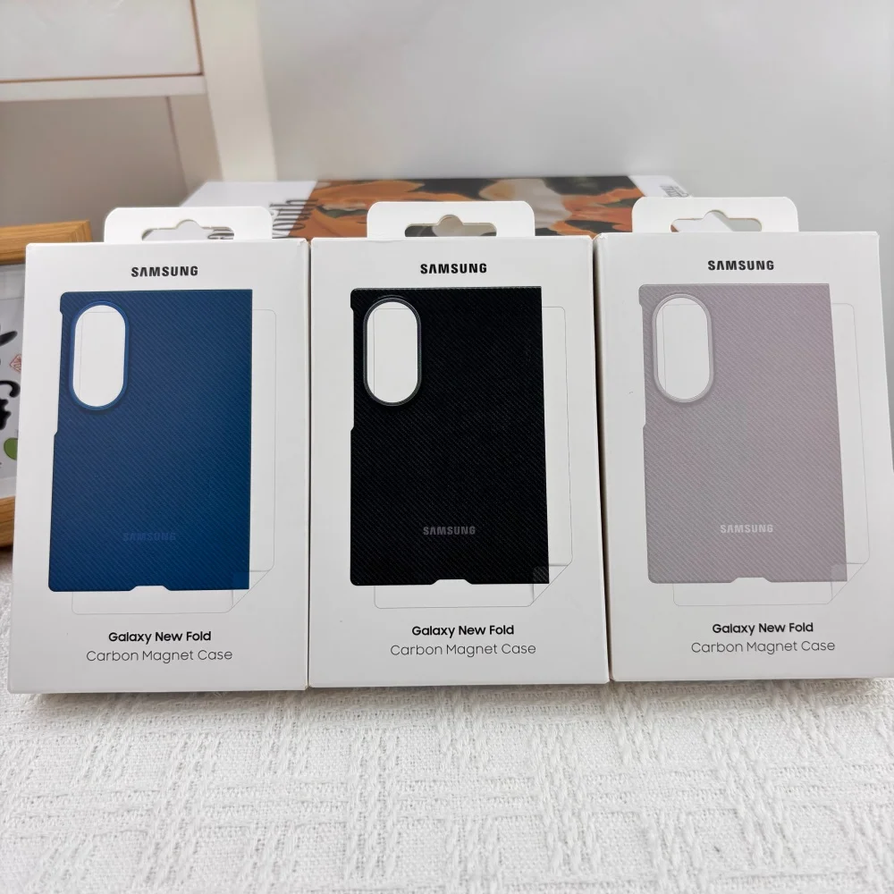 Samsung Galaxy Z Fold8 Fold 8 Magnet Phone Case Diagonal Carbon Texture Hard Cover + 2Pcs Free Tempered Glass Screen Protector