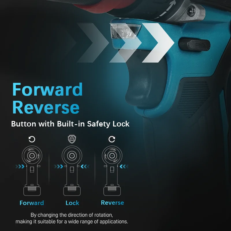 3/8 Inch Cordless Drill 2000rpm Brushless Percussion Drill 1/4 Inch Square Driver Electric Screwdriver For Makita 18v Battery