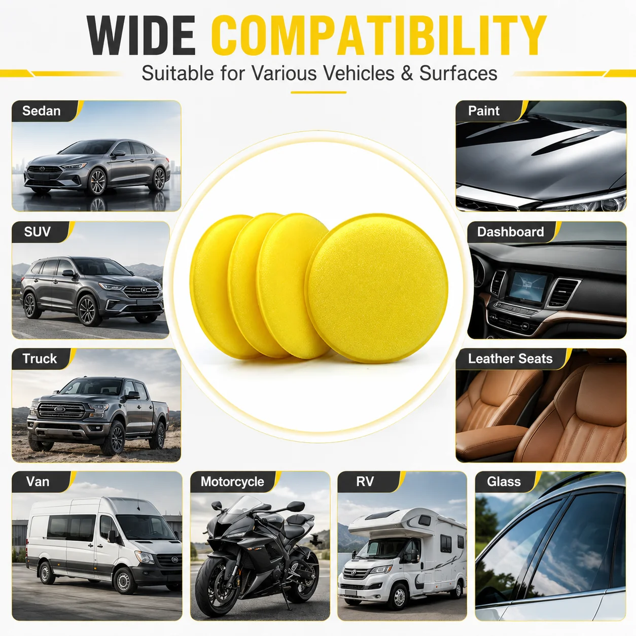 PINMOAP 3/5/12PCS Reusable Polishing Sponge Car Wax Applicator Foam Pad Soft Buffing Sponge Fit Auto Detail Paint Cleaning Care view 5