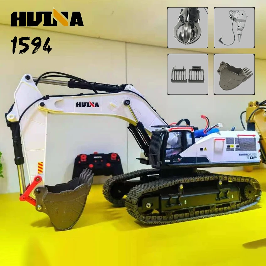 HUINA 1594 metalowy koparka RC 1/14 elektryczny Heavy Duty 22 kanały zdalnie sterowany Model koparki samochody zabawkowe dla chłopca dorosłych