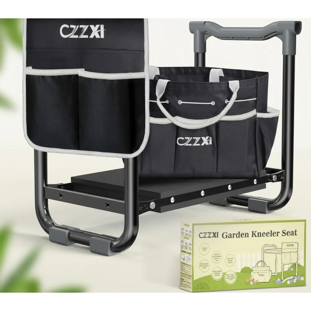

Heavy Duty Garden Kneeler Seat with Tool Pouch, Foldable Gardening Stool for Women Seniors Outdoor Use
