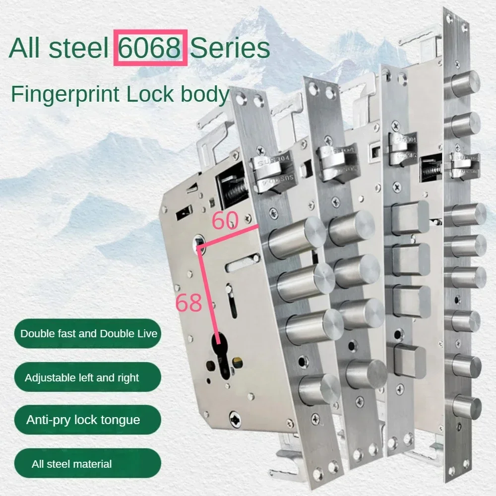 Fingerprint lock body,  double active stainless steel intelligent lock, Security and anti-theft door, wooden for door lock