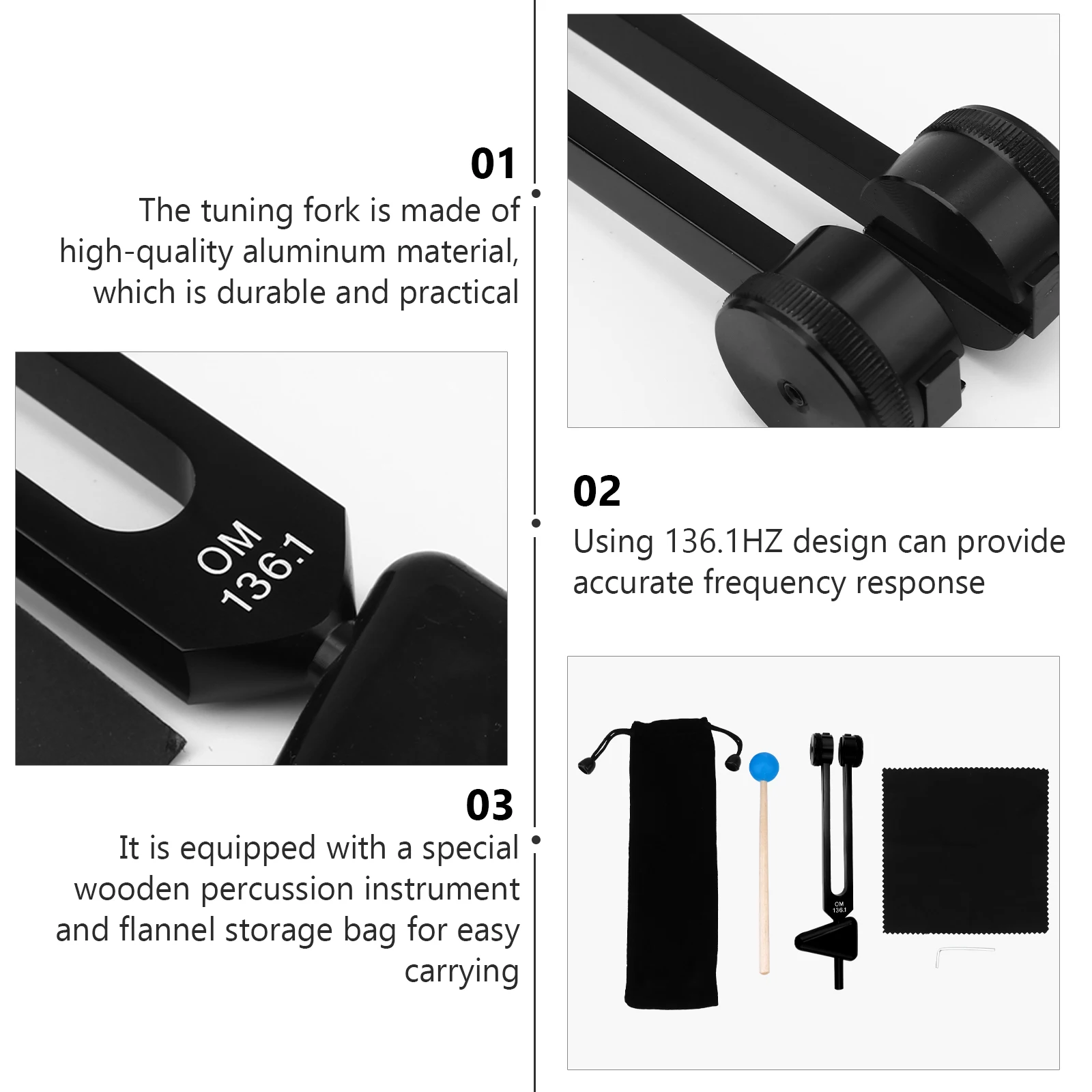 

1Set Yoga Healing Tuning Fork Set 136.1Hz Om Sound Therapy Aluminum Alloy Vibration Healing Medical Instrument