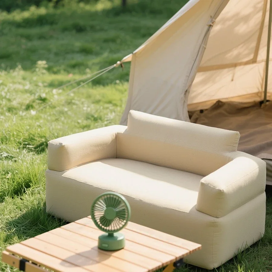 Outdoor camping fabric inflatable sofa music festival single double inflatable pad family lazy recliner