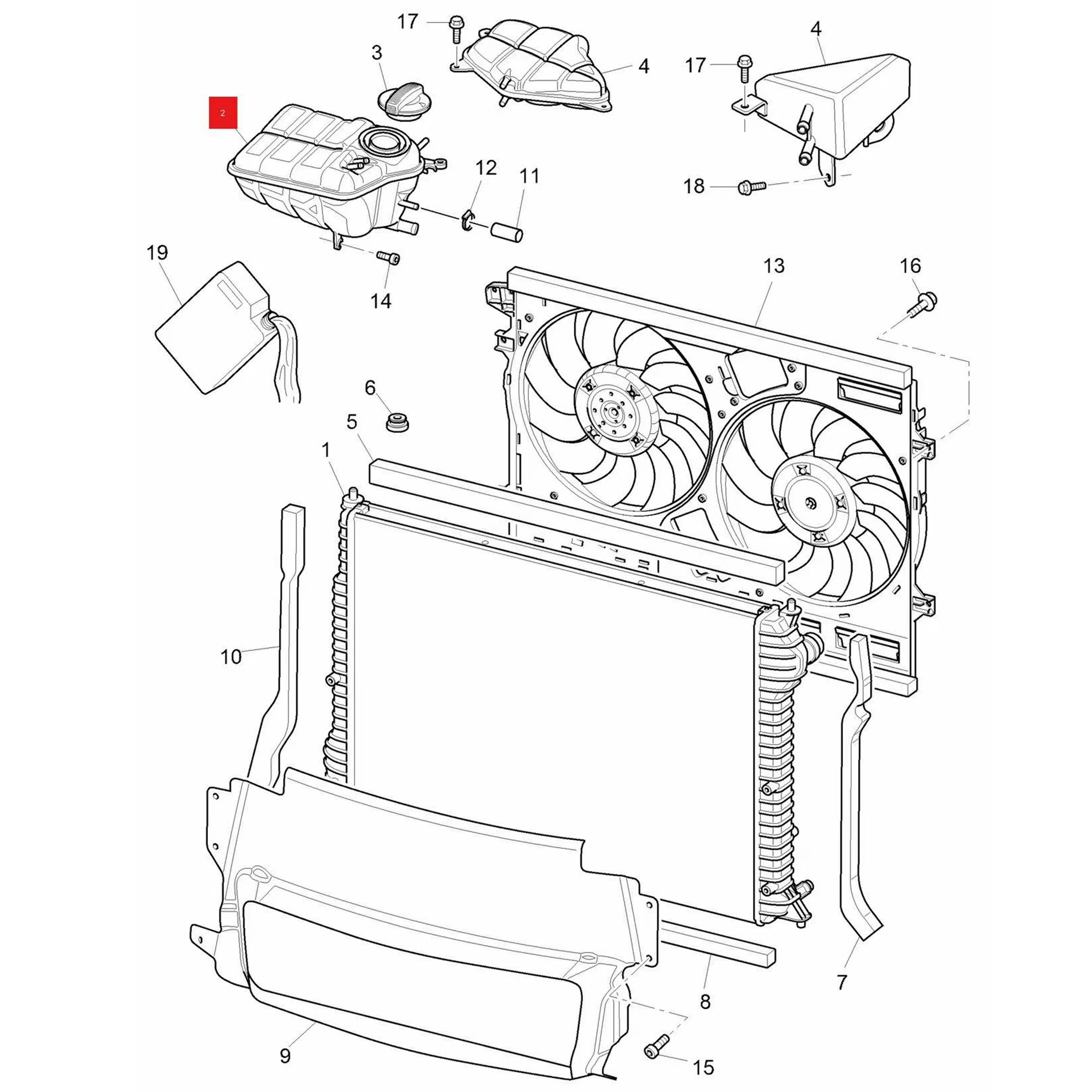 خزان توسيع المبرد مع غطاء لسيارة Bentley Flying Spur Continental GT VW Phaeton GP4 MK4 3W0121403C