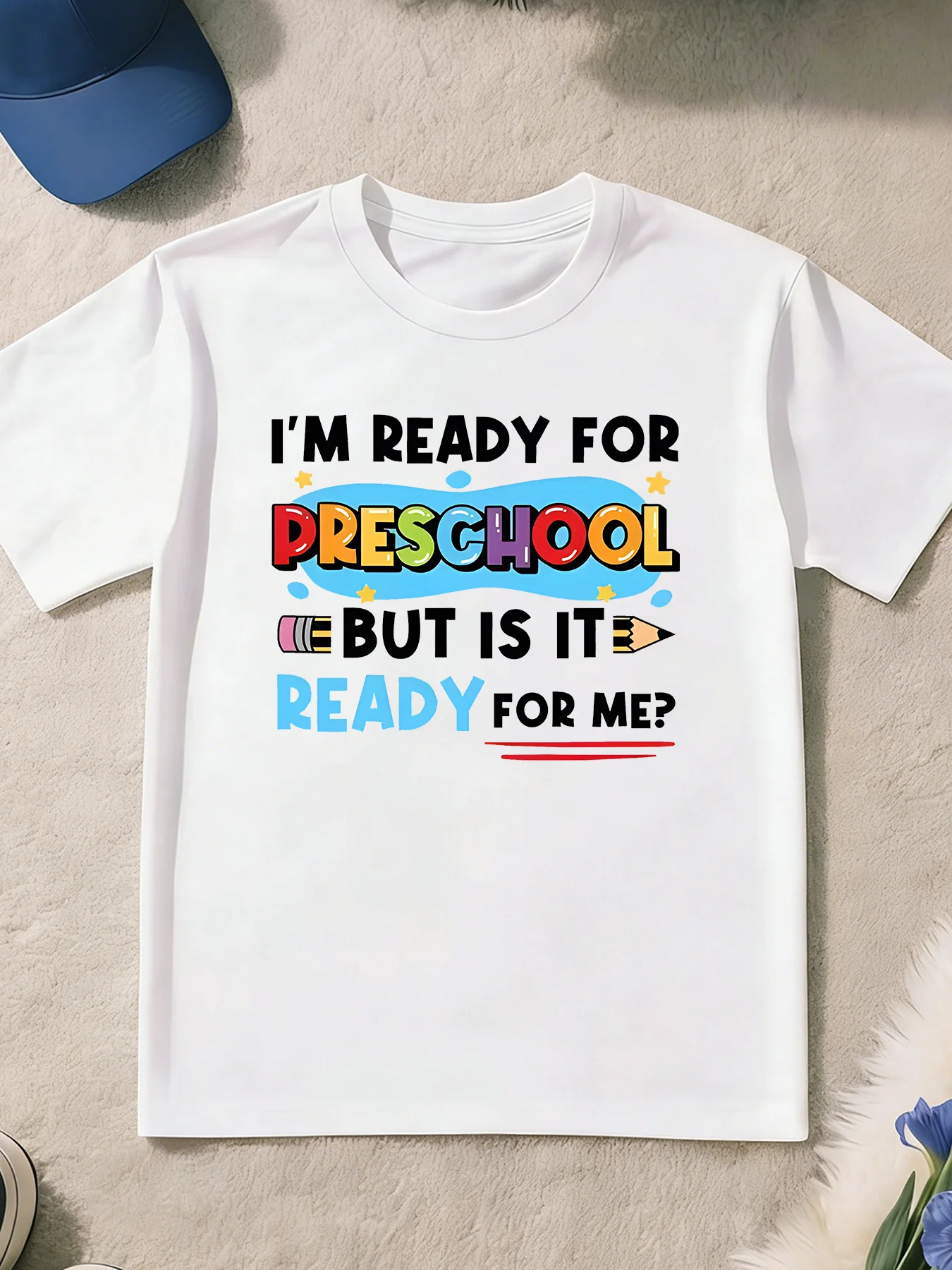 I Am Ready For Preschool Letter Print T Shirt Boys Girls Back To School Short Sleeve Tee Family Matching Kids Cotton Tops