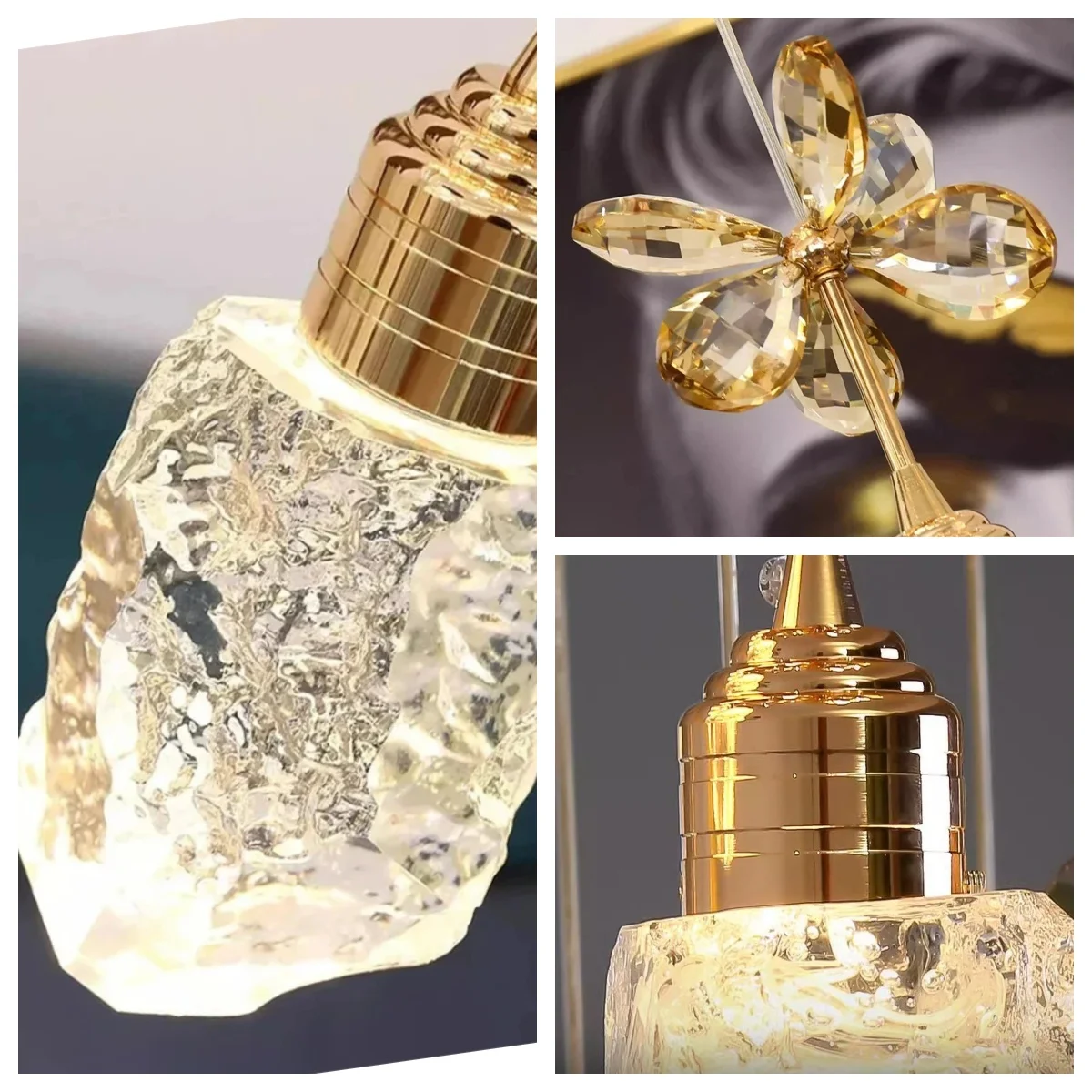 

Modern Luxury Crystal Pendant Light Villa Ceiling Chandelier Living Room Stair Hanging Lamp Indoor Multi Head Led Pendant Lamps