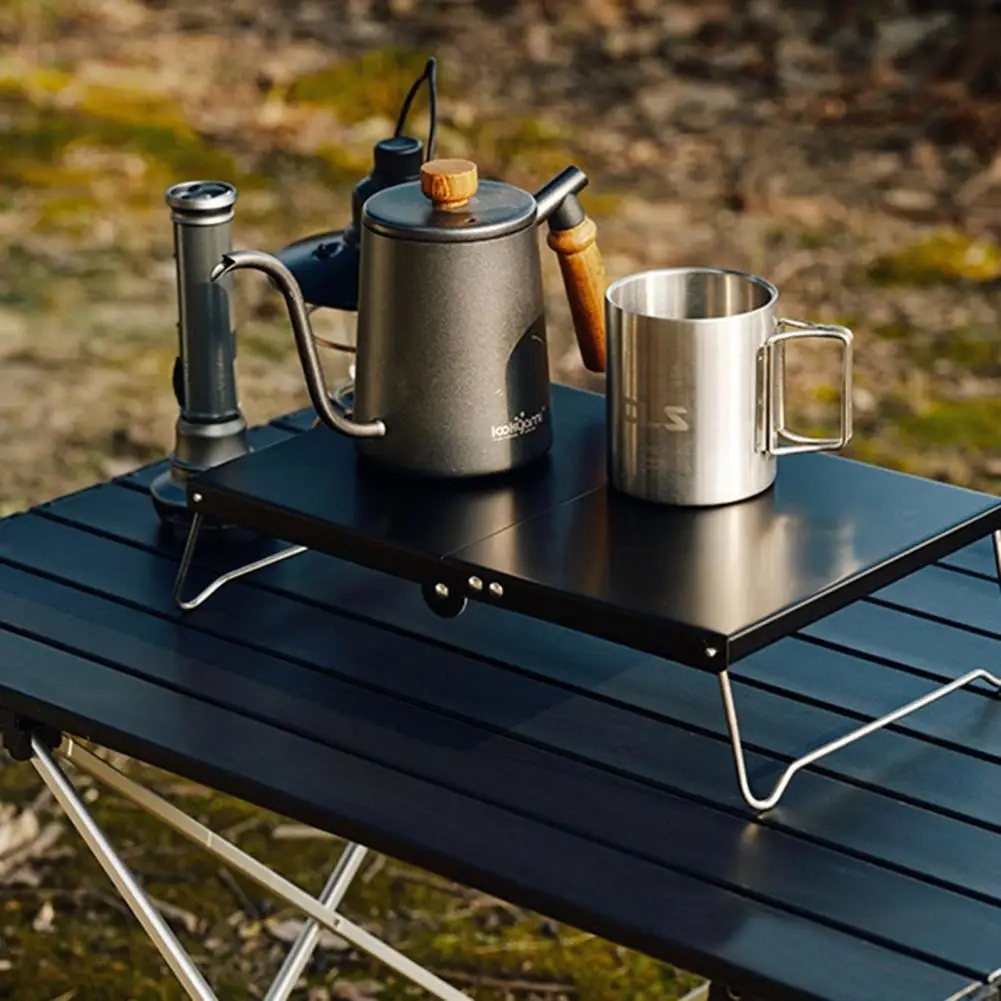 Portable Aluminium Camping Picnic Table with Anti-Slip Design Arc-shaped Bracket Support Outdoor Folding Table