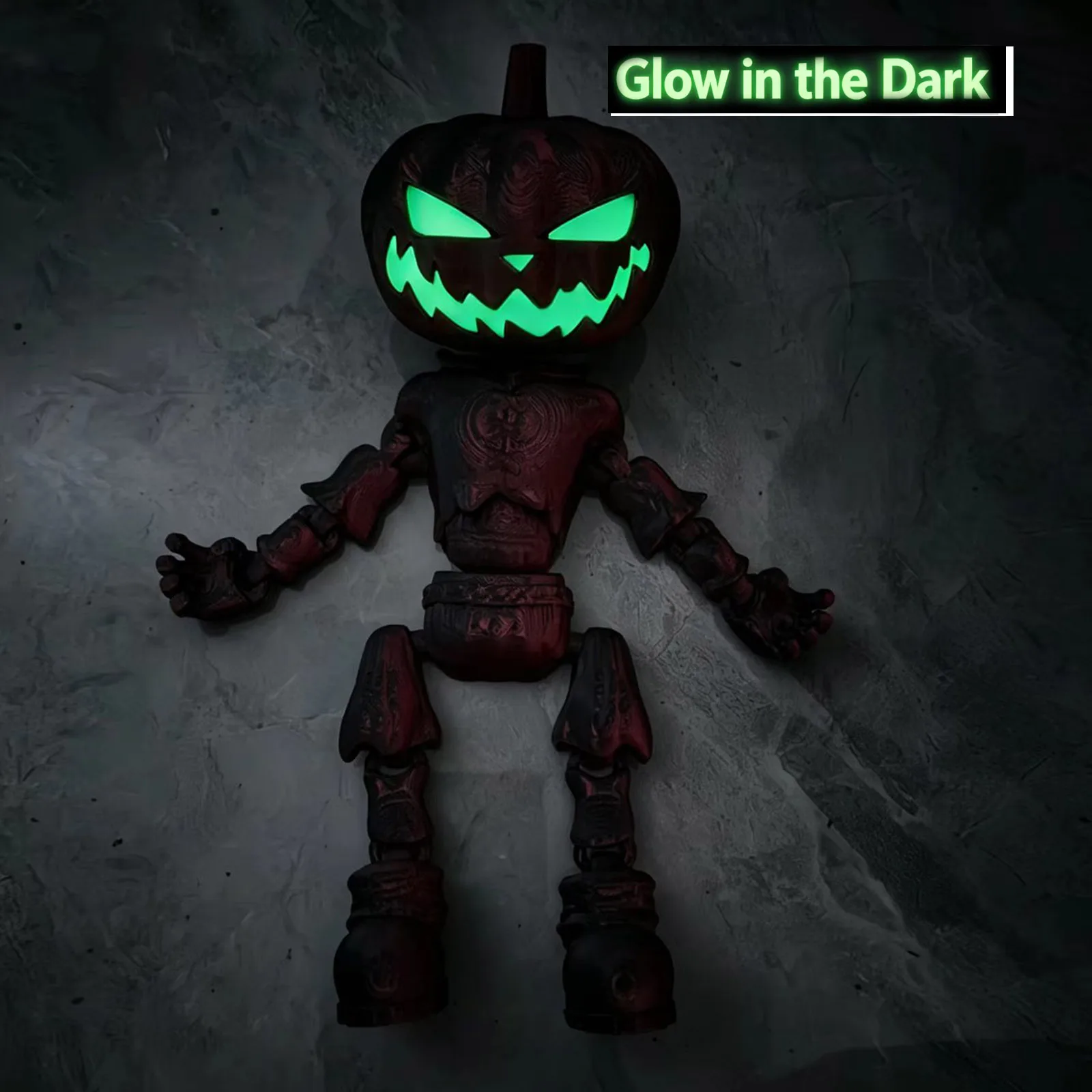 3D Printed Pumpkin Man Toy Model Glow In The Dark Halloween Gift Home Desktop Ornament Party Decor Figurine view 3
