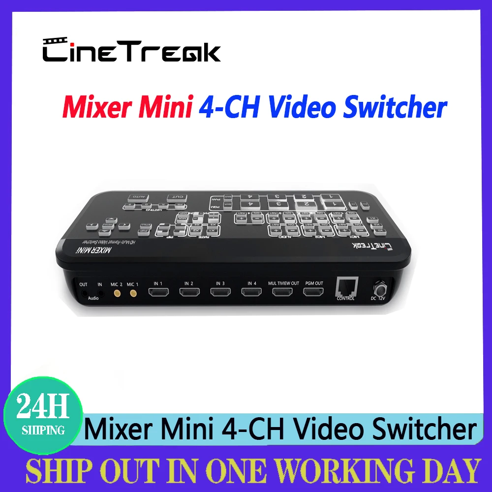 Cinetreak Mixer Mini FHD Multi-format Video Mixer Switcher 4-CH HDMI-compatible Live-Streaming Control Panel for Vmix OBS