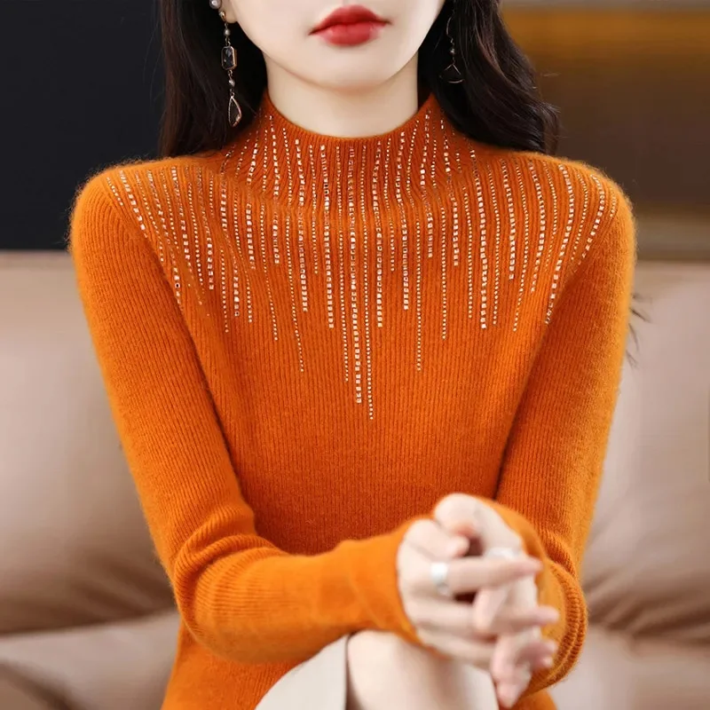 

2023 New Women Knitted Pullover Cashmere Turtleneck Warm Sweater Winter Long Sleeve Jumper Korean Fashion Solid Color Casual Top