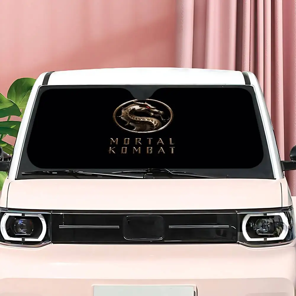 M-Mortal K-KombatS شعار الزجاج الأمامي مظلة السيارات مضحك الحيوان الزجاج الأمامي الشمس الظل نافذة السيارات للطي أشعة الشمس قناع حامي