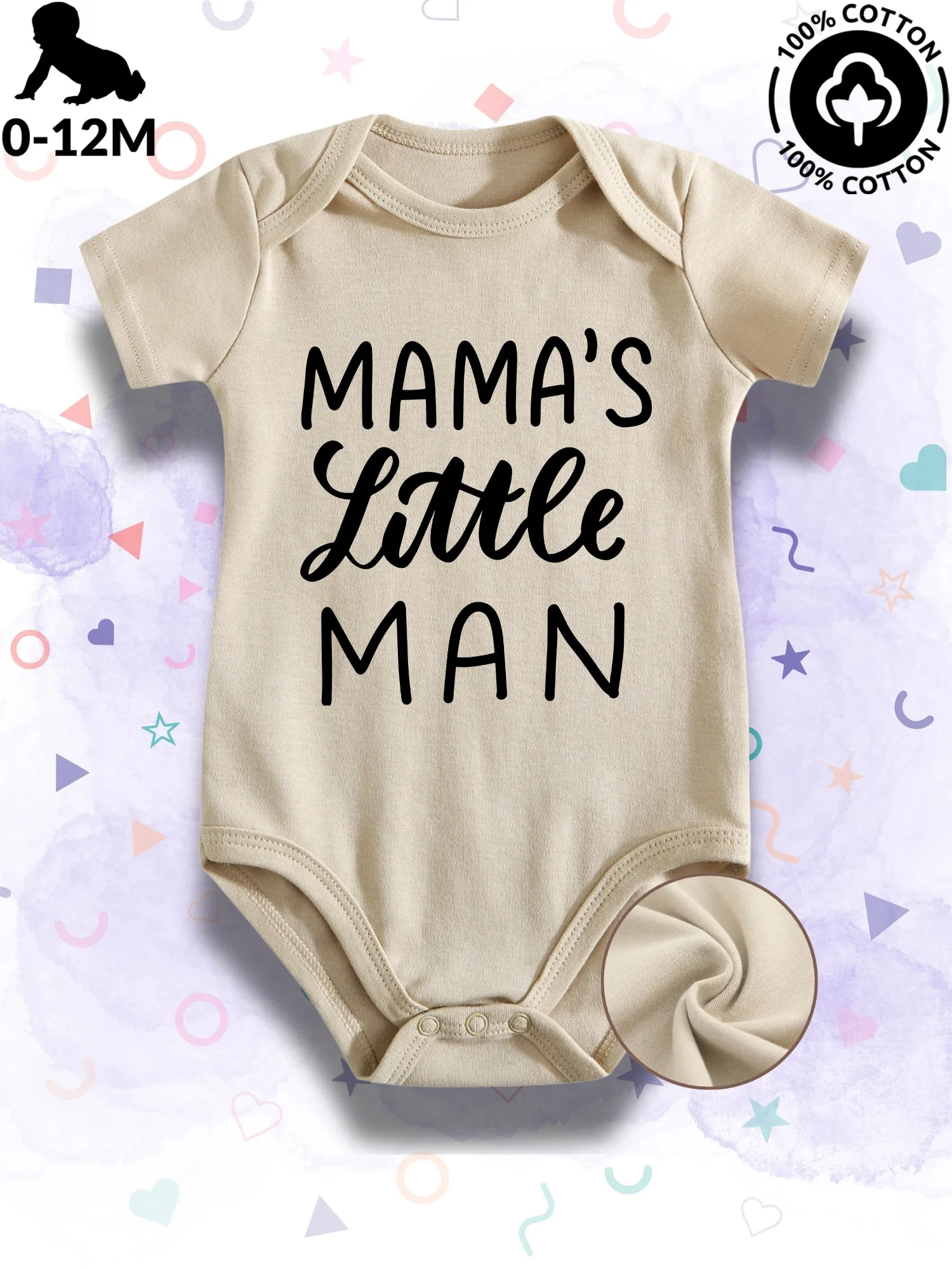 

Детское боди унисекс Mama's Little Man, мягкий комбинезон из 100% хлопка, всесезонная одежда, бежевый костюм для ползания 190GSM