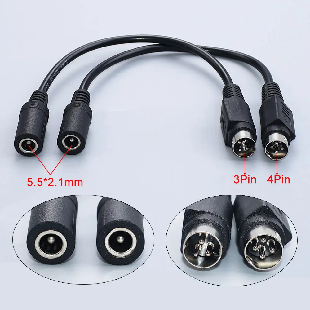 JCD 3Pin 4Pin Kycon Power DIN Plug Socket 5.5 X 2.1mm DC Supply Adapter Connector Cable For Barcode Printer DVD LCD TV PC
