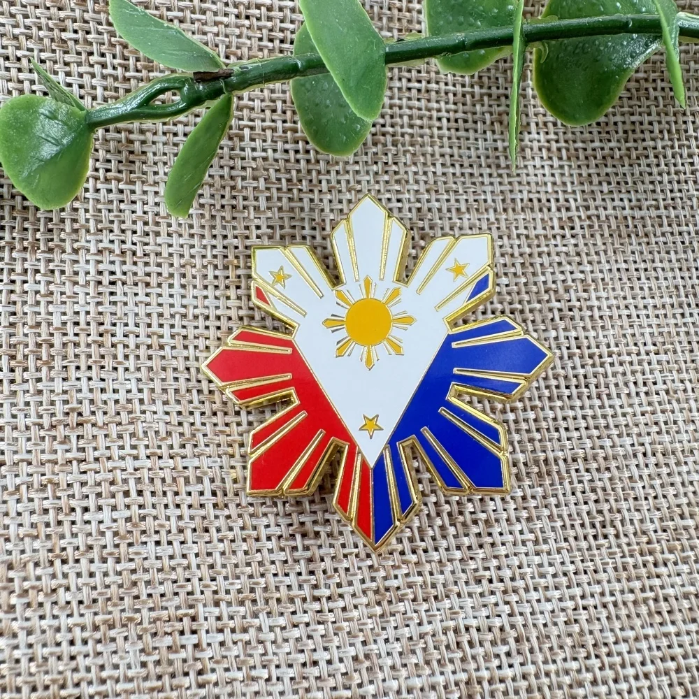 Philippine sun flag metal badge pentagram star ray free lapel pin brooch present Jewelry accessories