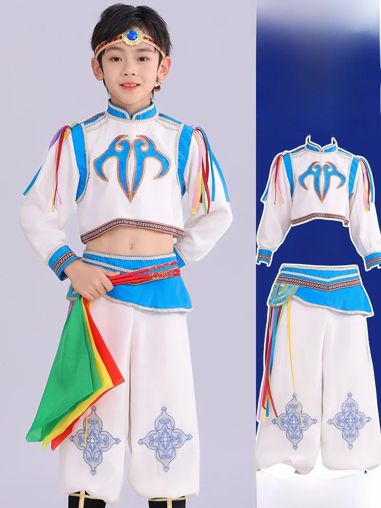 

Детский монгольский танцевальный костюм: этническая пустынная роба для мальчиков и девочек, монгольский танцевальный гардероб