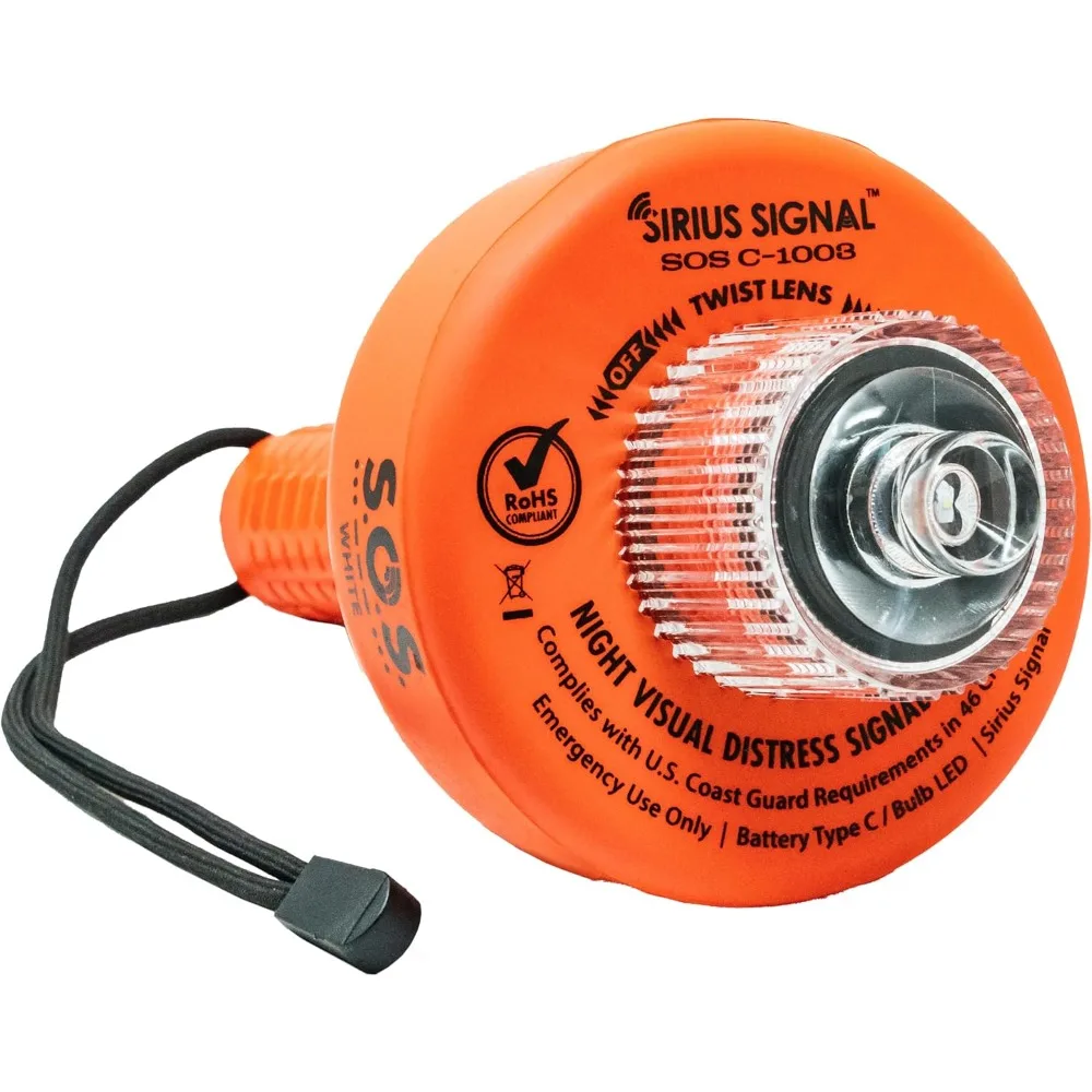 

C-1003 SOS LED Distress Signal - Electronic Flare Replacement, USCG Approved, Includes Daytime Flag & Whistle