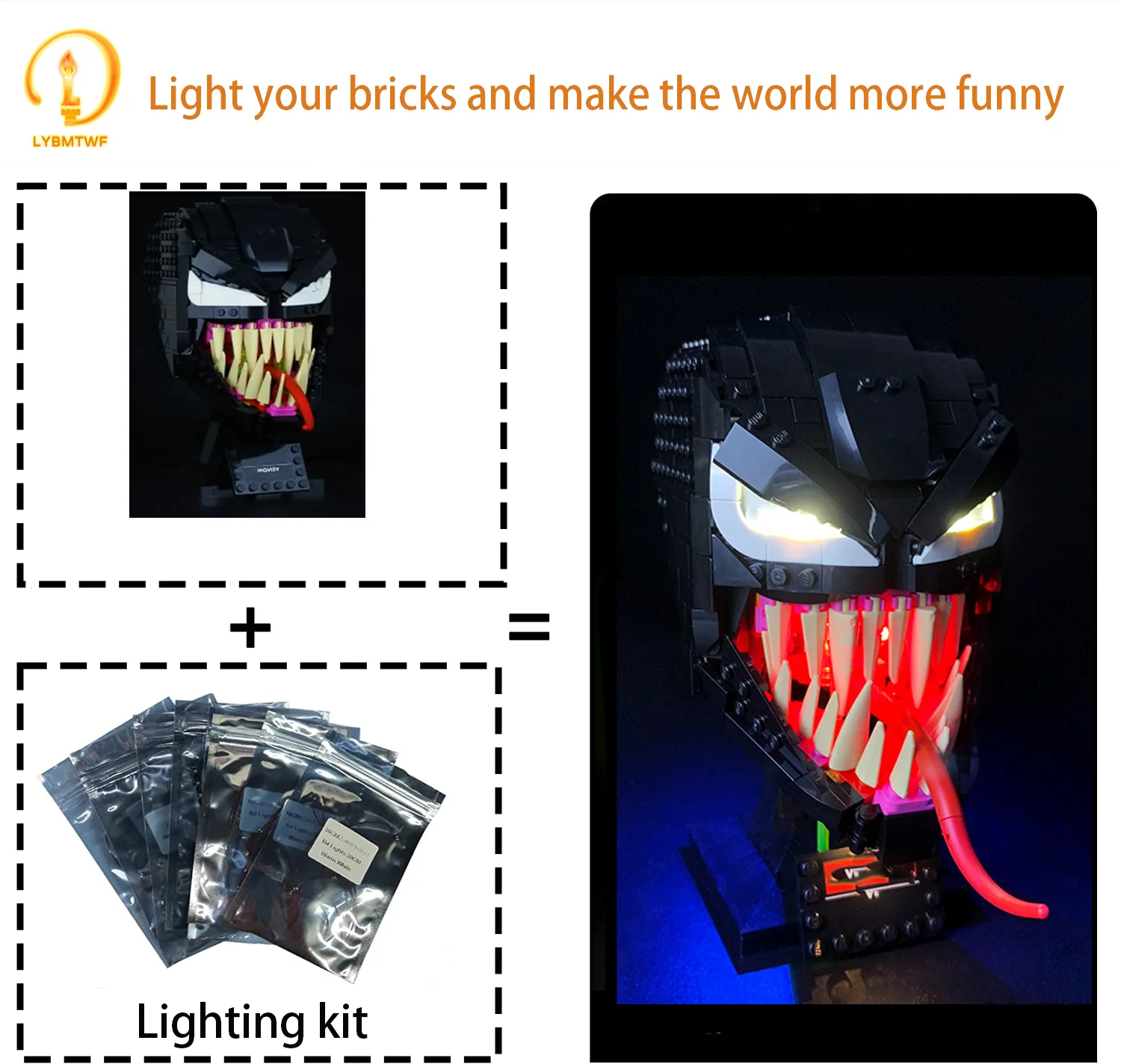 مجموعة إضاءة LED متوافقة مع طراز مكعبات البناء Lego 76187 Venom (لا تشمل الطوب النموذجي)