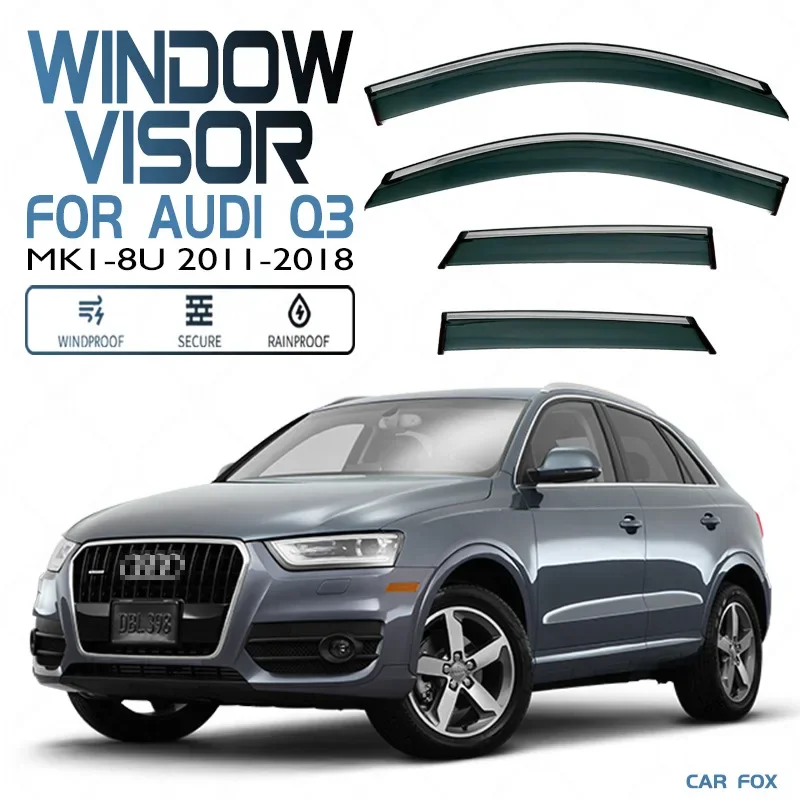4Pcs Window Visor For Audi Q3 MK1-8U 2011-2018 Weathershield Sun Rain Deflector Guard Car Window Deflector
