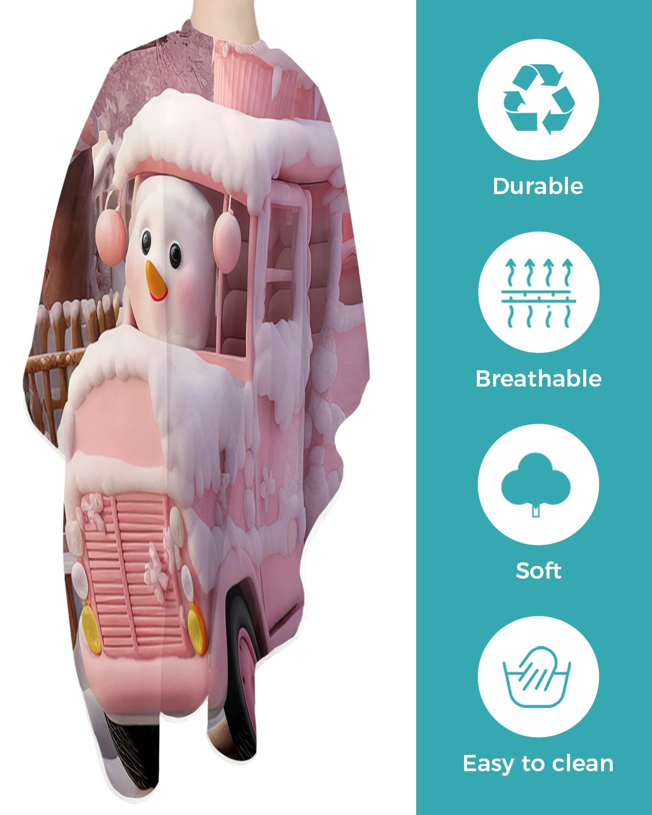 Christmas Snowman Snow Scene Car Barber Apron Waterproof Beauty Salon Hairdressing Apron Hairdresser Cape Apron