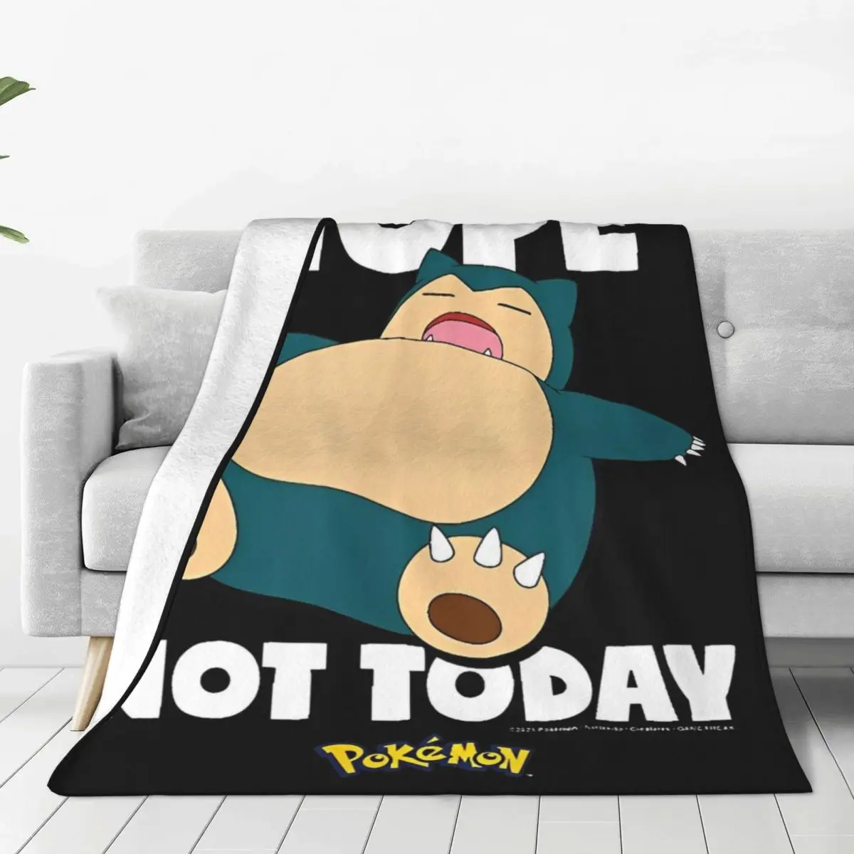 

Pokemon Nope Not Today Snorlax Flannel Blanket Game Vintage Throw Blankets for Bed Sofa Couch 150*125cm Bedspreads Lightweight