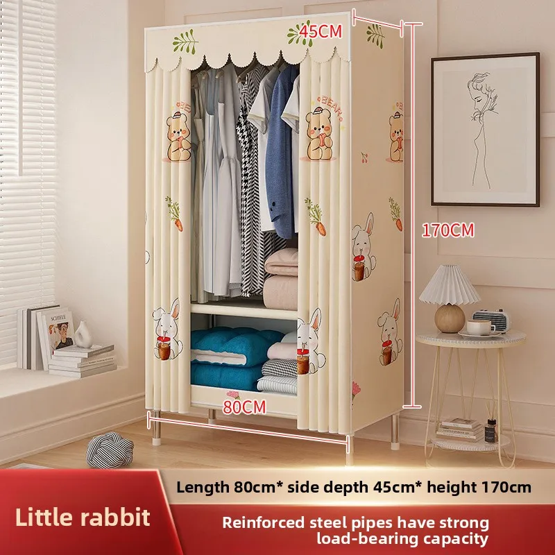 

Simple Wardrobe Steel Frame Closet Durable Thickened Steel Tubes Easy Assembly for Home Bedroom Rental Storage Organizer