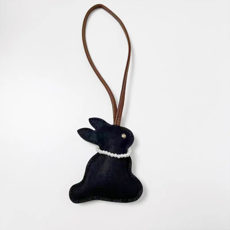 New Arrival PU Leather Black Rabbit Bag Pendant Handmade Keychain For Man Or Woman Gift