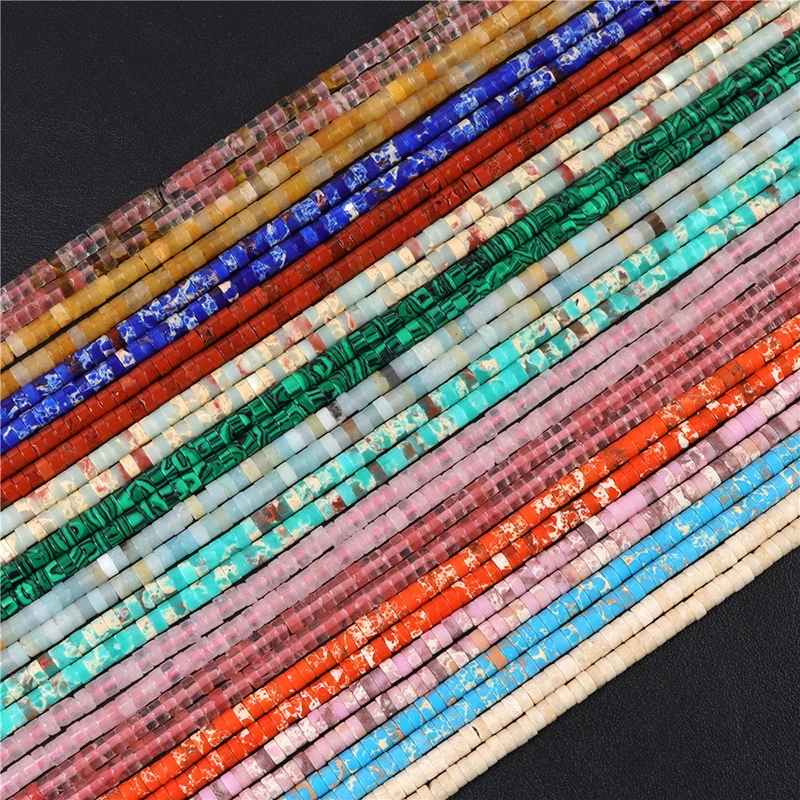 Natural Stone Beads 2x4MM Quartz Turquoises Agates Jaspers Rondelle Shape Loose Beads for DIY Bracelet Necklace Jewelry Making