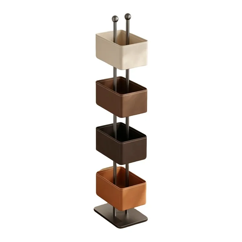 Minimalist floor-to-ceiling bookshelf, corner shelf, bookcase integrated, multi-layer display rack against the wall