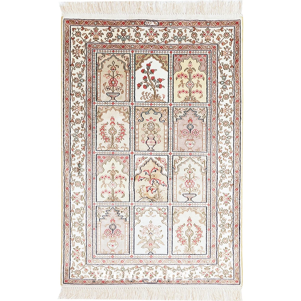 61x91cm Four Seasons Hand Knotted Home Carpet Hand Craft Area Silk Rug (HF134B)