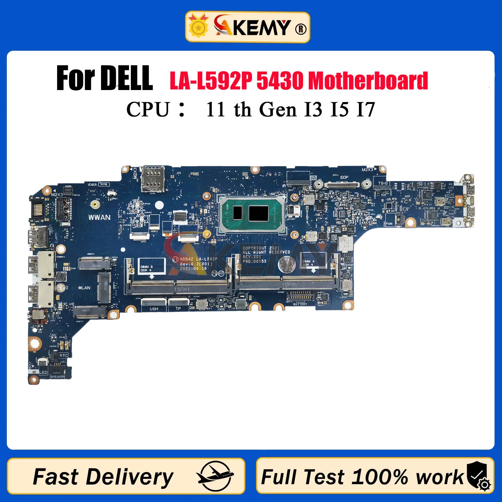 

LA-L592P с процессором i5 i7-11-го поколения, материнская плата для ноутбука Dell LATITUDE 5430, материнская плата для ноутбука CN-071H1D 05P0P9, 100% протестировано, ОК