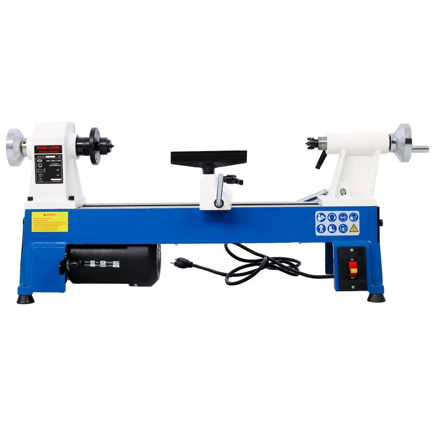 

10\" X 18\" Benchtop Multifunctional Power Wood Lathe 5 Variable Speeds 500/750/1150/1800/3200RPM Mini Wood Turning Machine For