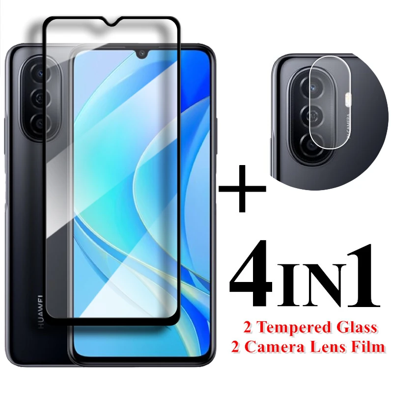 4in1 For Huawei Nova Y70 Glass Nova Y70 Tempered Glass 2.5D Full Cover Screen Protector Huawei Nova Y70 Plus Lens Film 6.75 inch