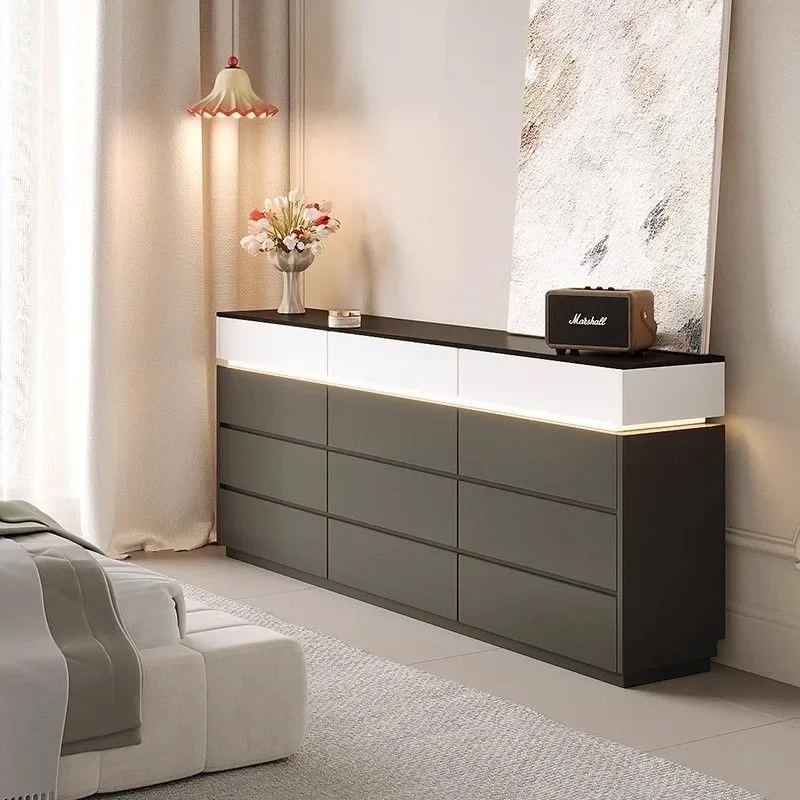 New modern atmosphere chest, bedroom against the wall, bedside locker, locker, solid wood rock slab storage