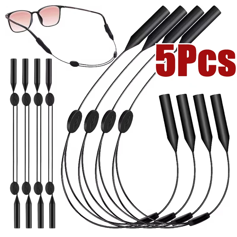 5 Pcs Universal Adjustable Eyewear Retainer Fit Sports Sunglasses Non-Slip Rope Unisex Strap Safety Glasses Holder Retractable