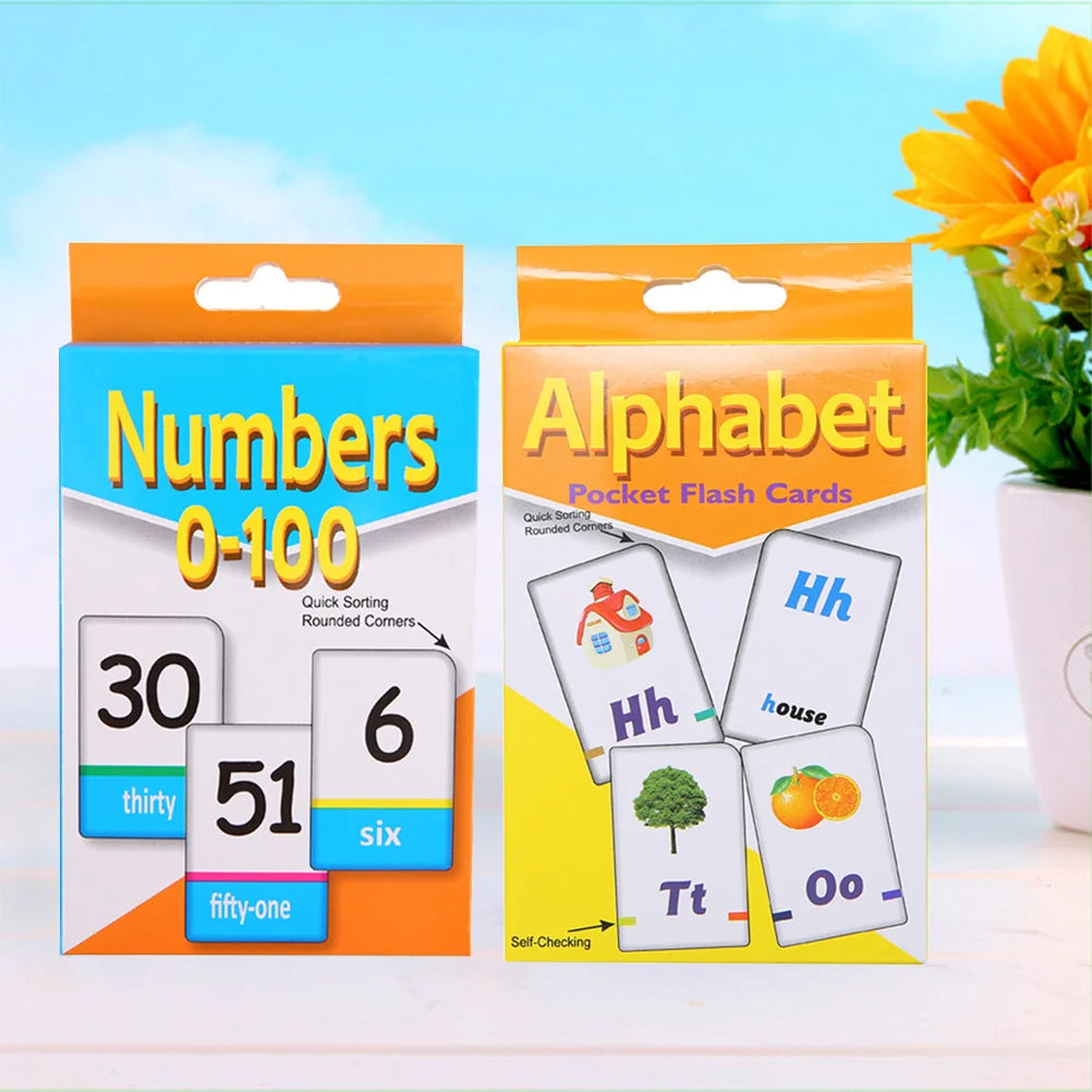 

2Sets Numbers Alphabet Flash Cards Early Learning Educational Tools Kids Basic Math Skills School Supplies Gift