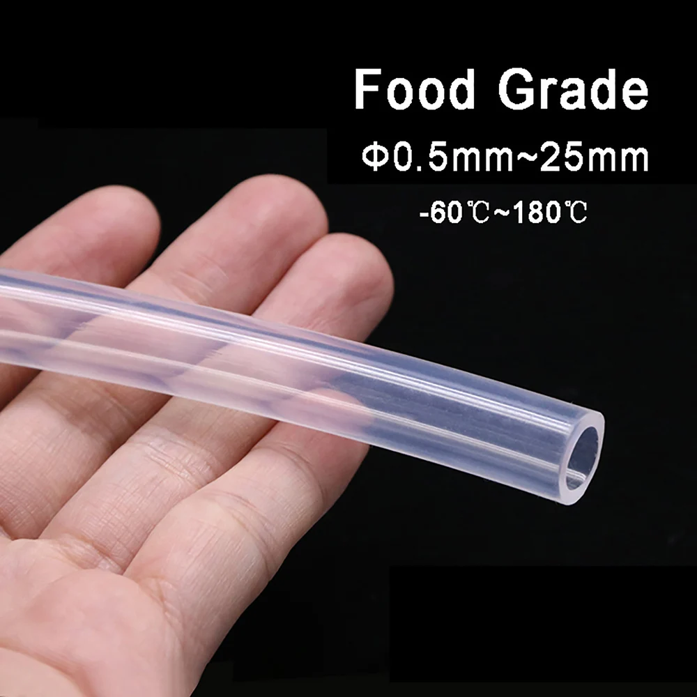 Tubo de silicona transparente seguro para alimentos, manguera para bomba de Acuario, tubo suave Flexible para cerveza/bebida/leche/agua, 0,5mm ~ 25mm ID