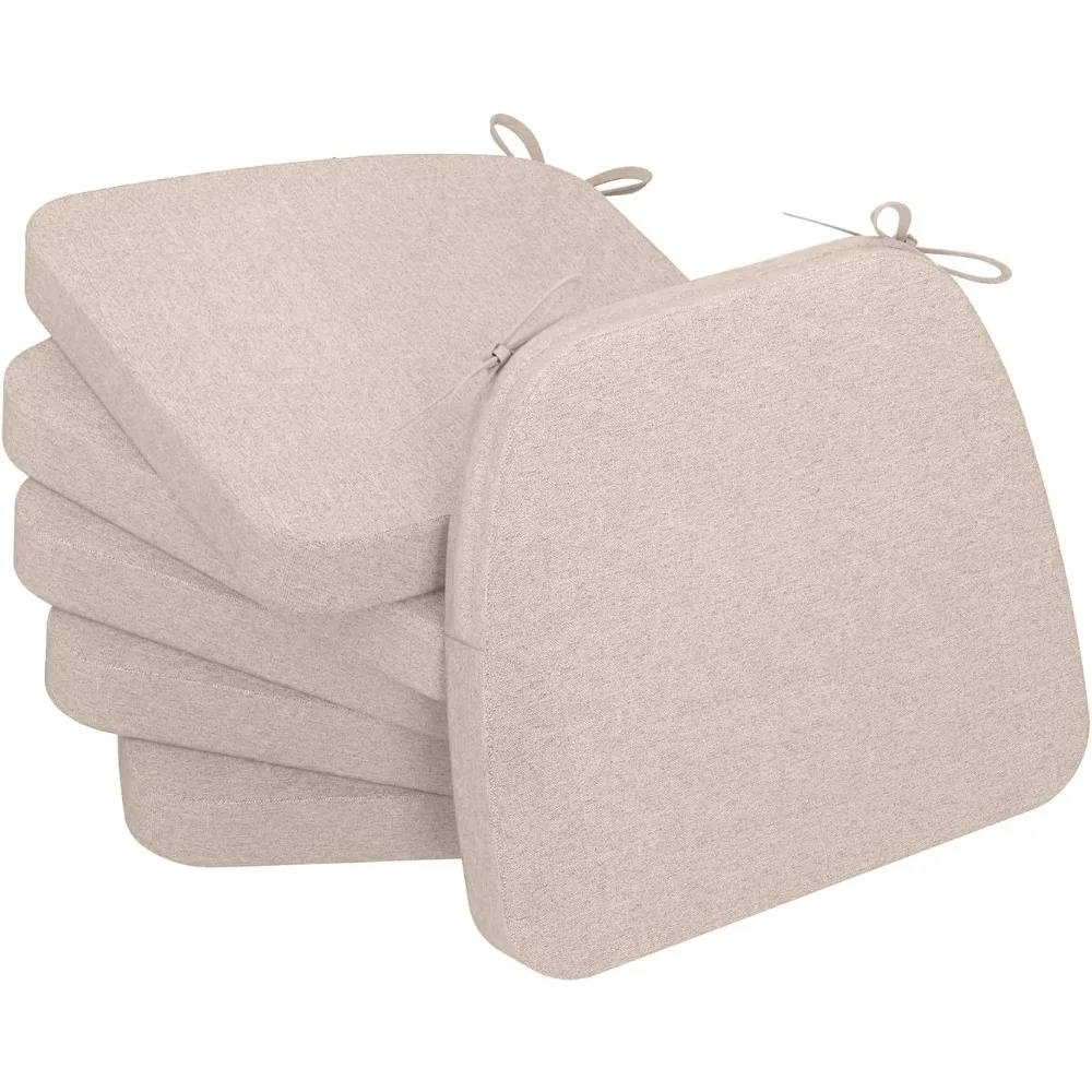 

D-Shaped Dining Chair Cushions, 2 Pack Thick Pads with Ties, Removable Washable Cover, 17x16 Inch Set