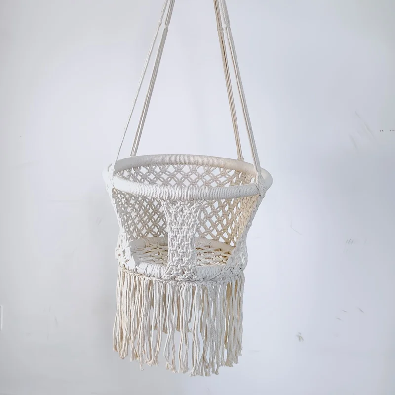 

Children Hanging Basket Baby Swing Chair White Kids Cotton Rope Swing Parenting Miracle Helper with Safety Harness Washable