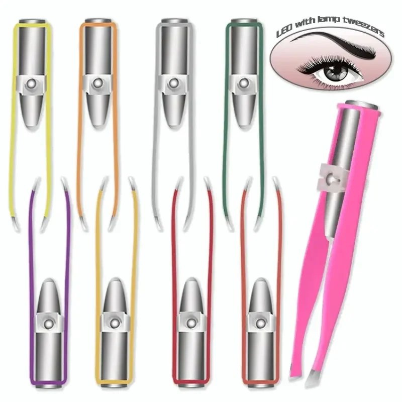 1pcs Portable Stainless Steel Smart Design LED Eyebrow Tweezers Eyelash Eyebrow Eyes Hair Remover Tools Beauty Instrument