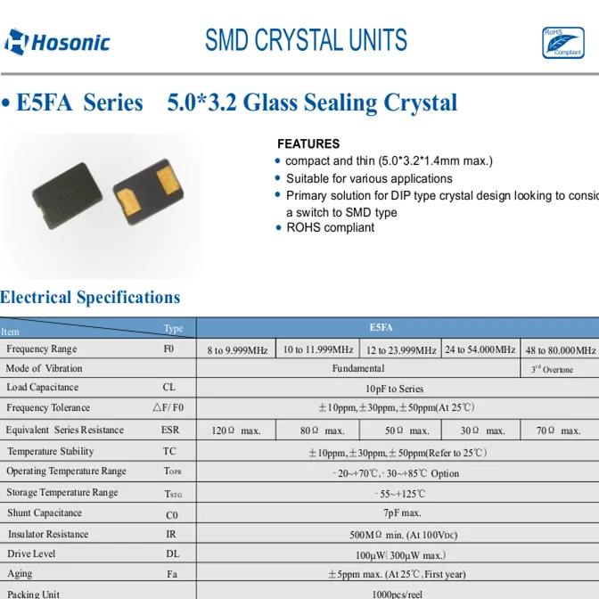 

20 шт./лот E5FA12.0000F20D23 HOSONIC 2 5032 12 м 12 МГц 20PF чипы электронные новые