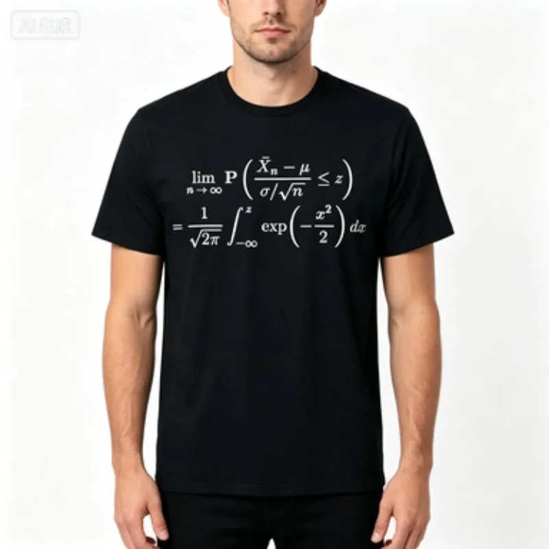 Men Round Neck Short Sleeve T-shirt Mathematics Central Limit Theorem Print Tee Math Geek Casual  Tops