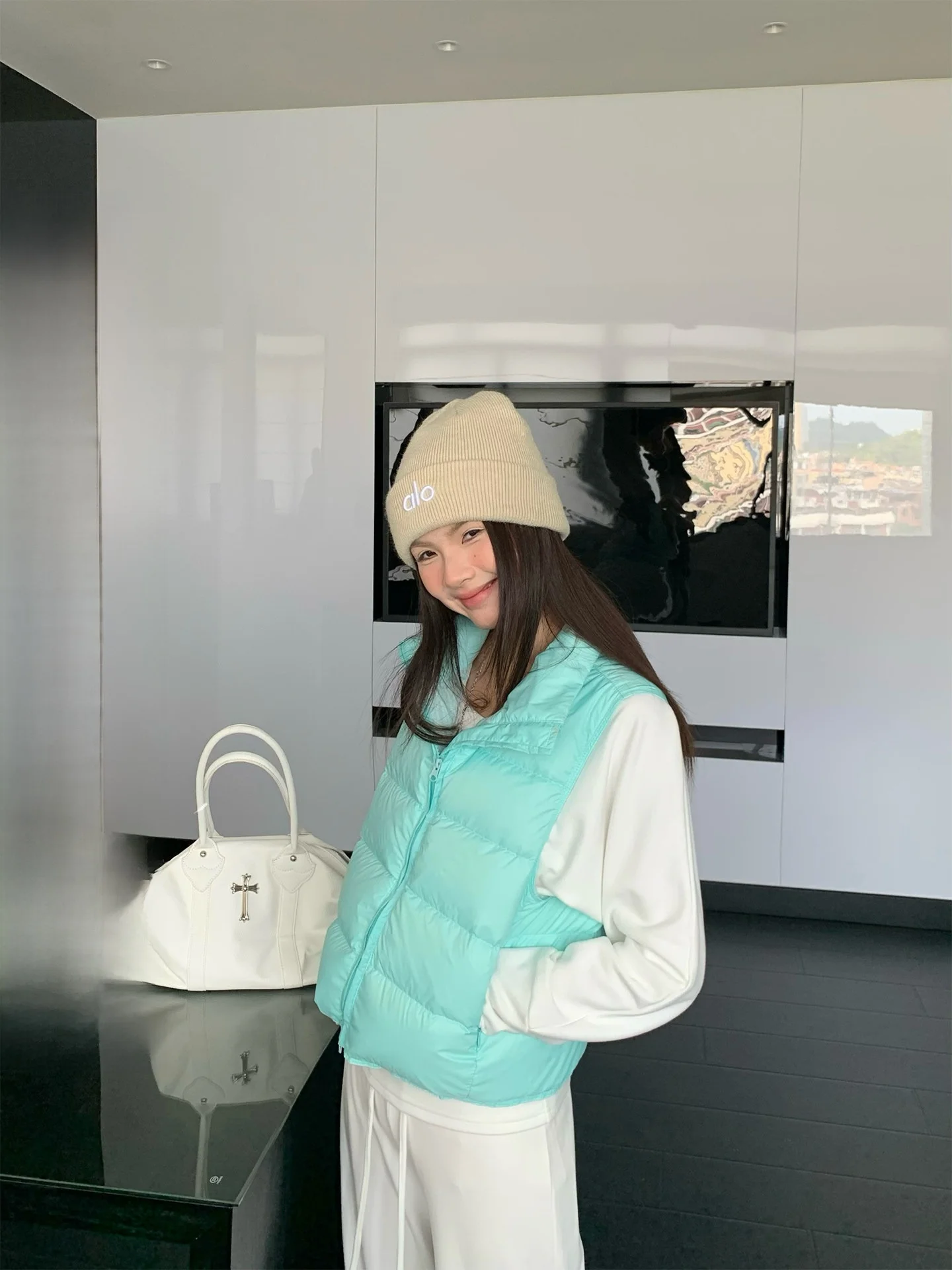 

Новый женский свободный зимний вязаный пуховый жилет Mint een down Jaet Vest с короткой молнией