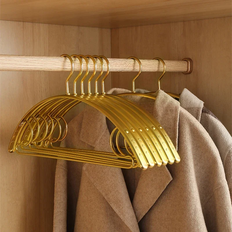 

Gold Widen Metal Clothes Hangers,Luxury Aluminum Alloy Hanger for Sweater Pants,Premium Storage Rack for Closet Organize,5/10PCS