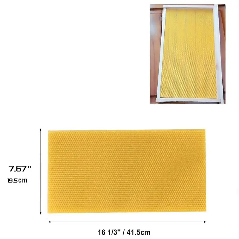 ABVA 60Pcs Deep Beeswax Foundation Sheets for Bee Hive Frames 41.5x19.5cm Beekeeping Supplies Honeycomb Base